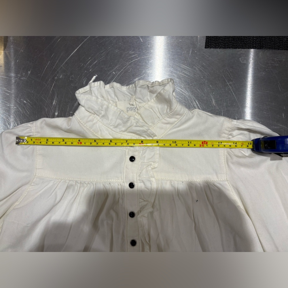 ba&sh Ivory Ruffle Front Button Long Sleeve Blouse - Picture 7 of 7